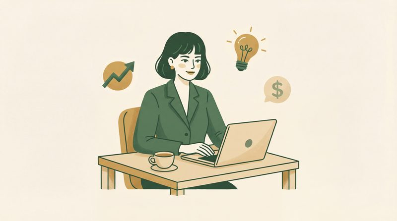 Woman confidently managing her business finances